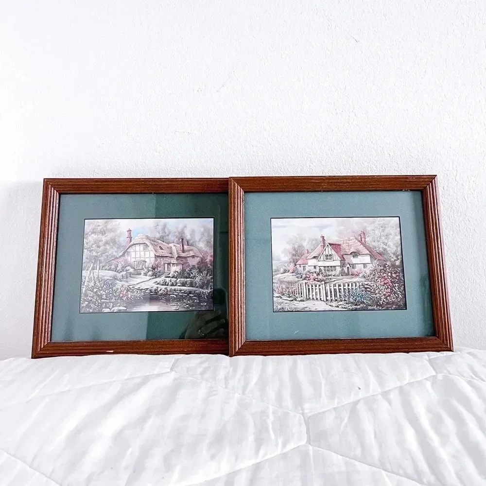 Carl‎ Valente Penhurst Bentley House set of 2 Print Framed 11” x 9”